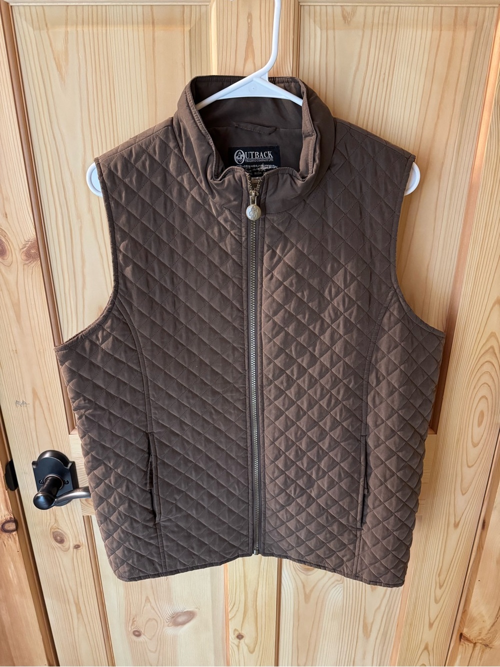 Outback Brown Quilted Women's Vest with Stand Collar